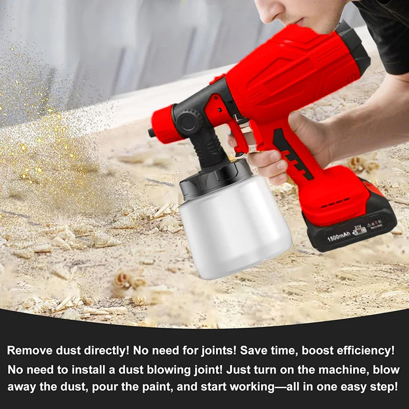 Paint Sprayer, HVLP High Power Electric Spray Paint Gun with 1000ml Container, 4 Nozzles & 3 Patterns, Easy to Clean, for Home