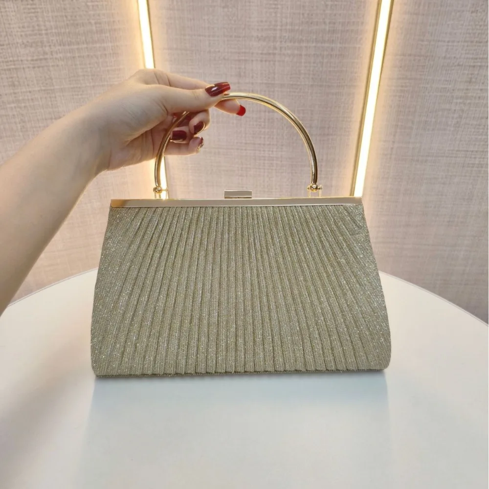 

Shoulder Bag Fashionable Women Evening Handbag Luxury Glitter Banquet Bag Elegant Pleated Chain Dinner Purse Ceremony