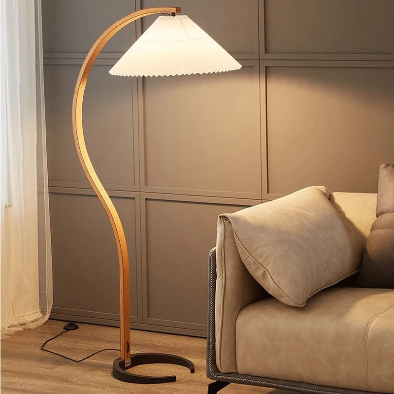 Modern Solid Wood LED Floor Lamp Living Room Bedroom Study Standing Light Home Decor Bedside Lamp Indoor Lighting Design Lamp