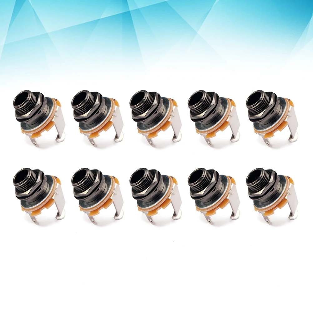 

10 pcs 1/4 Inch 6.35Mm Black Output Connector Panel Mount Replacement For Acoustic Electric Bass Parts Accessories Chrome Nut