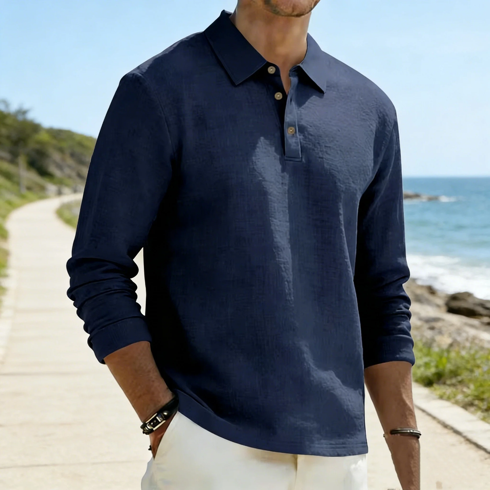 

Men's Linen Shirt Long Sleeve Business Casual Lapel Loose Fit American Style Summer Breathable Office Shirt Linen Blend Shirt