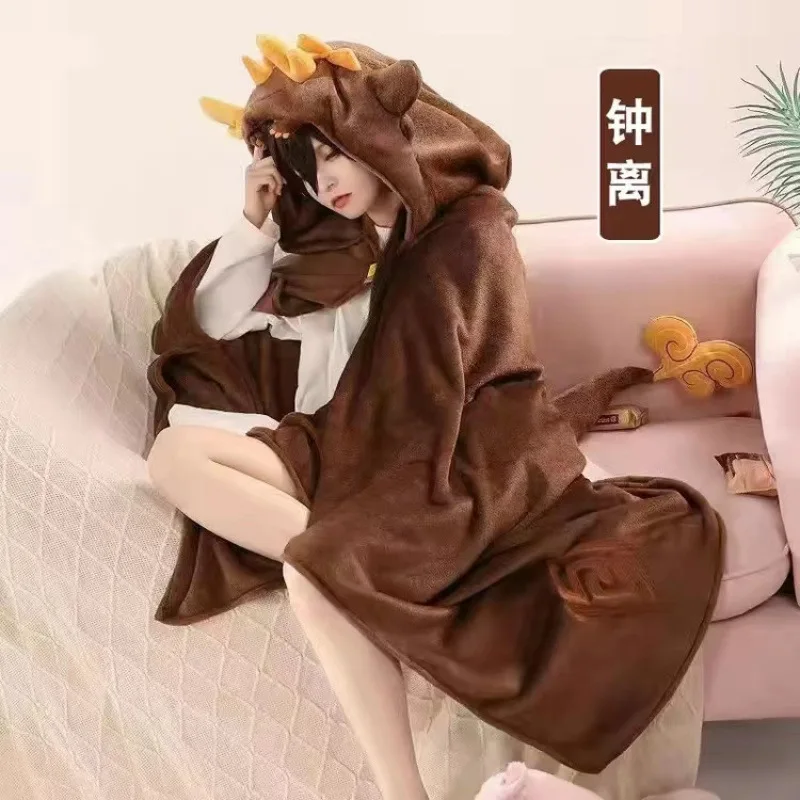 Xiao Hu Tao Ghost Wanderer Traveler Kazuha Cosplay Blanket Cloak Cloak Funny Wool Pajamas Anime Costume Hoodie