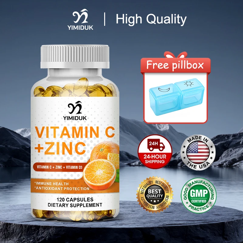 

Высокопрочный витамин С и цинковые капсулы, поддерживающий мощную защиту от иммунитета, сияние кожи, здоровье дыхания, антиоксидант, без глютена