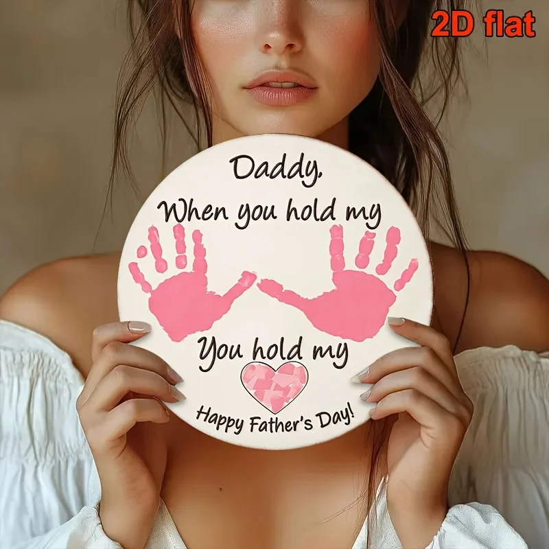 2D Flat, Round Wooden Sign, Vintage Aluminum Plaque, Father's Day Gift, 