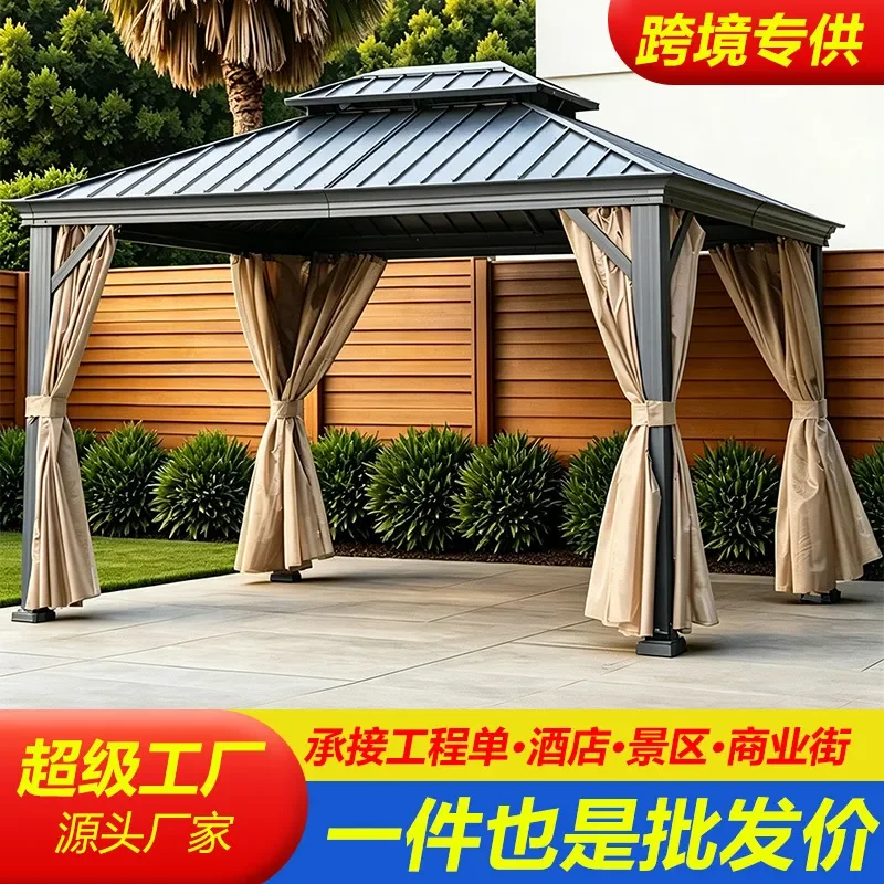 For Outdoor Aluminum Pavilion Villa Courtyard Garden Awning Terrace Roof Leisure Garden Shelter Durable Weatherproof Easy