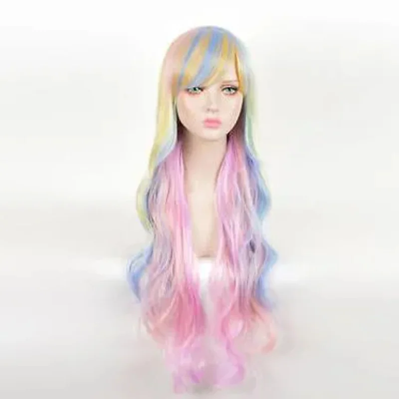 

Colorful Long Curly Wig Rainbow Unicorn Gothic Lolita Cosplay Drag Race Wig