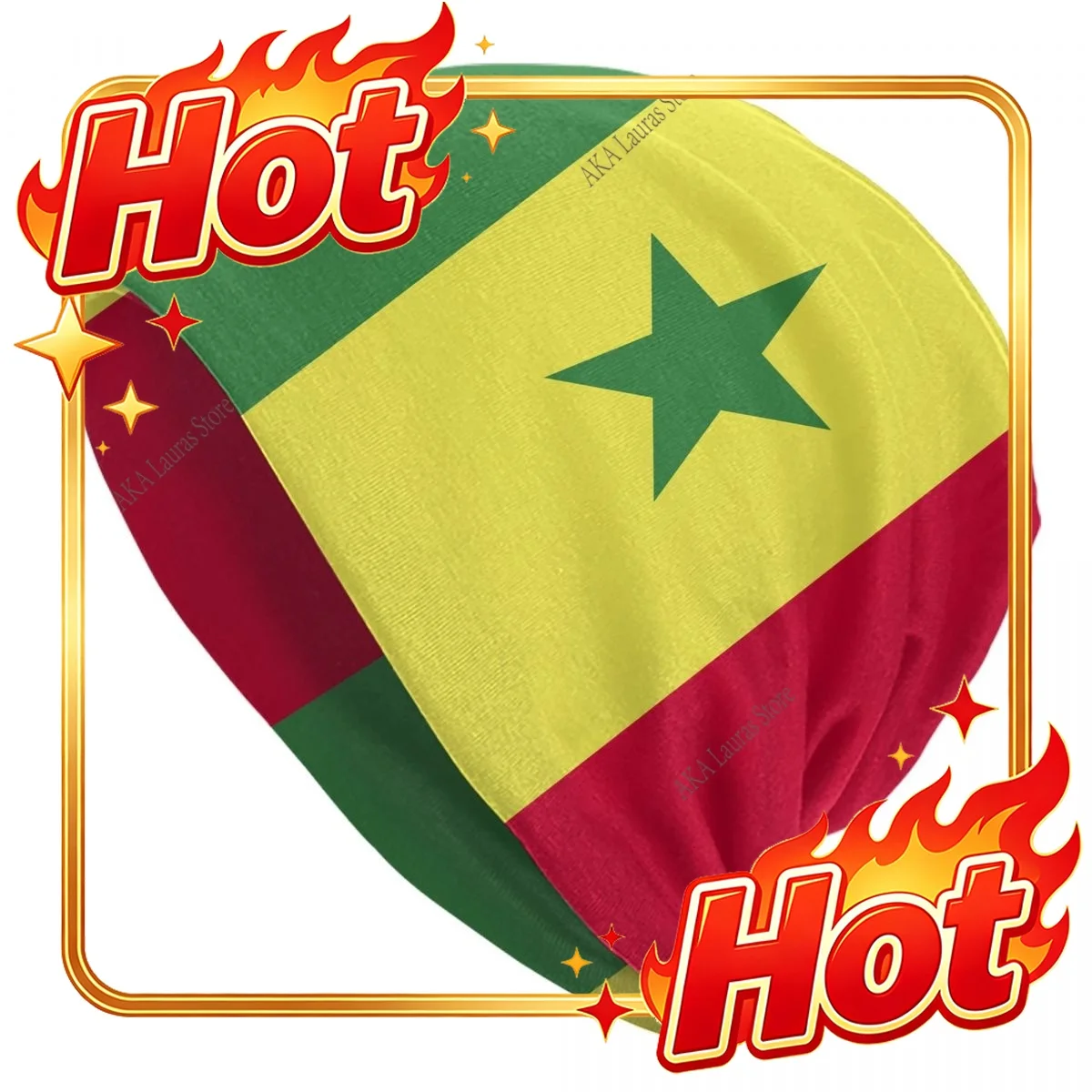 Custom Hat Senegal Flag Unisex Bonnet Winter Outdoor Double Layer Thin Hats For Men Women