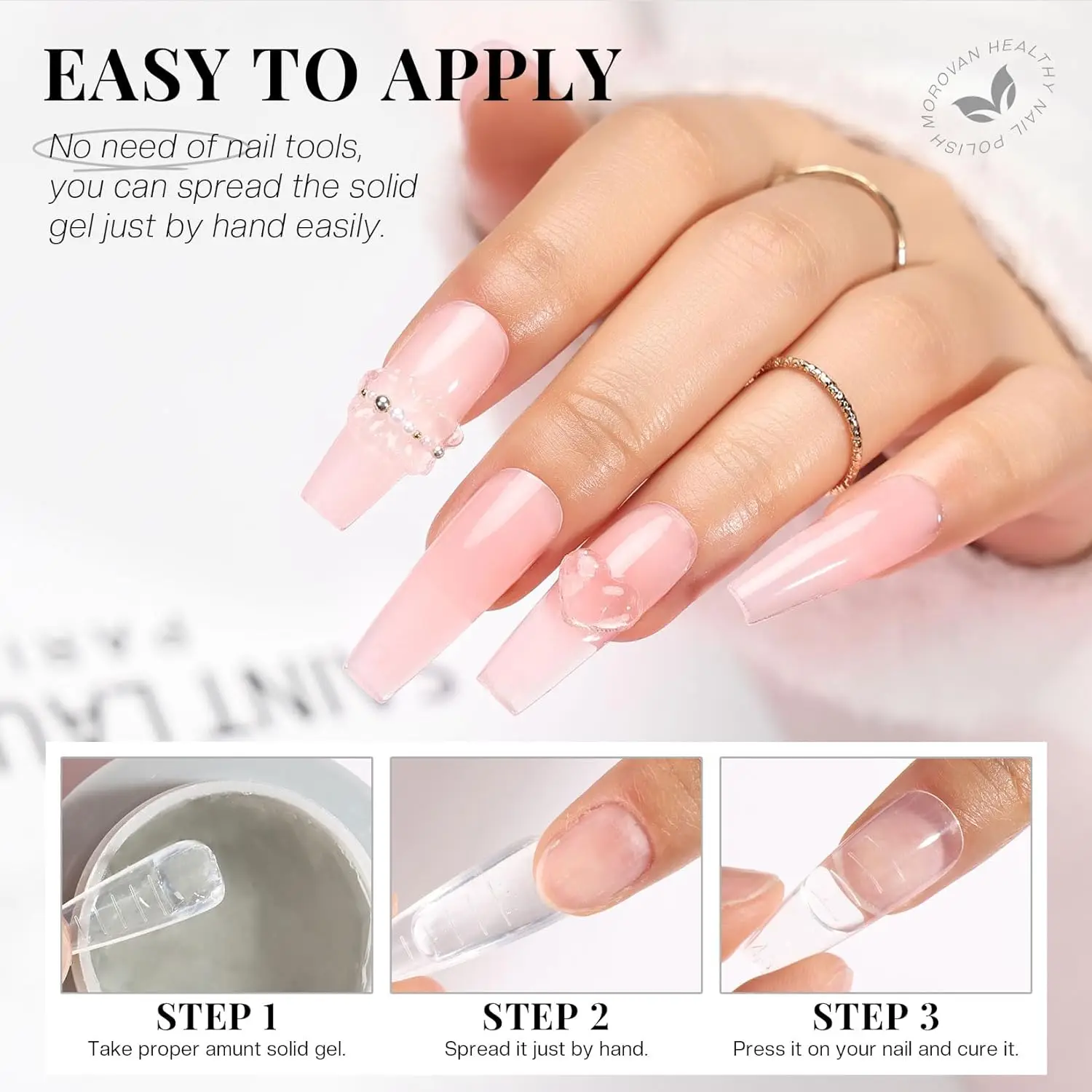 30ml Solid Gel Builder Non Sticky Solid Nail Gel for Nails Extension Long Lasting Hard Gel DIY At Home Nail Molding Gel