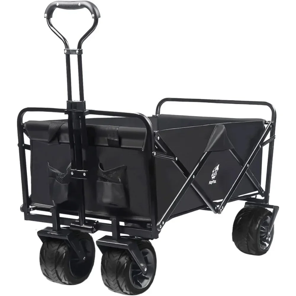 

Collapsible Wagon Cart Heavy Duty Foldable Beach Wagon with Big Wheels for Sand All-Terrain Utility Beach Cart for Sand