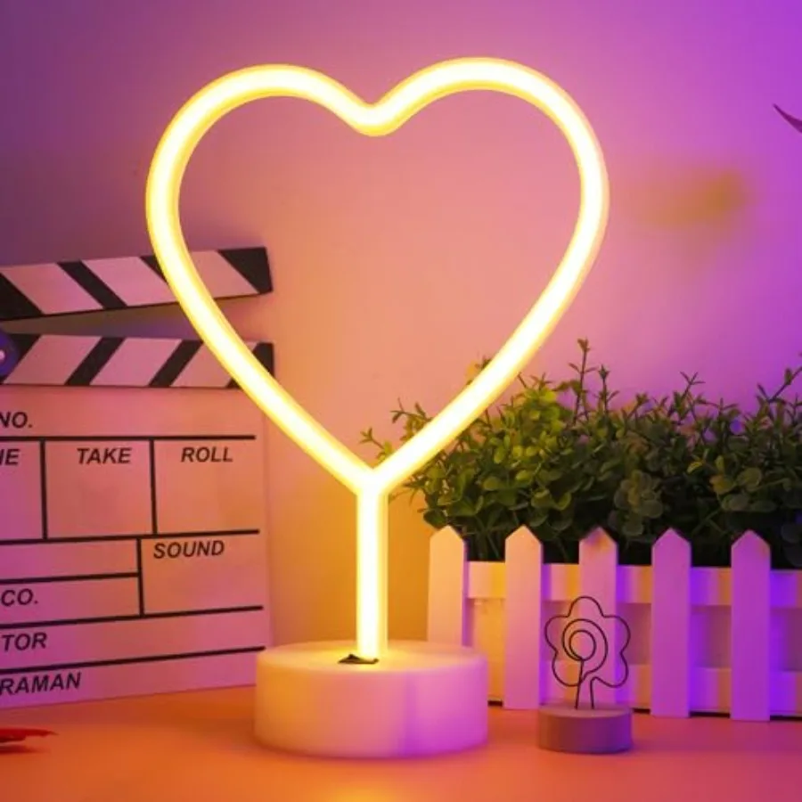 

Neon Night Light Heart Shaped Lamp USB and Battery Powered Hanging Heart Neon Sign Wedding Novelty Home Decor Birthday Party Ch