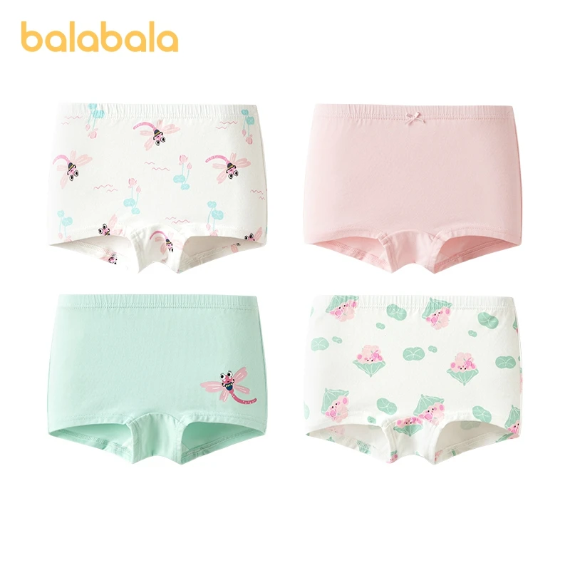 Balabala Underwear Girls Children Triangle Shorts Infants Older Children Toddlers Boxer Briefs Comes in a Set of Four