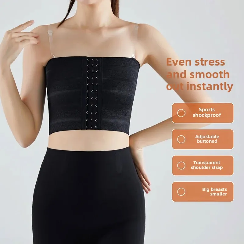المرأة ملابس داخلية الصدرية الجبهة مشبك ضغط ضمادة ملابس داخلية للتنحيل الصدر ملزمة سترة الضغط التفاف تأثير الصدر الصغيرة