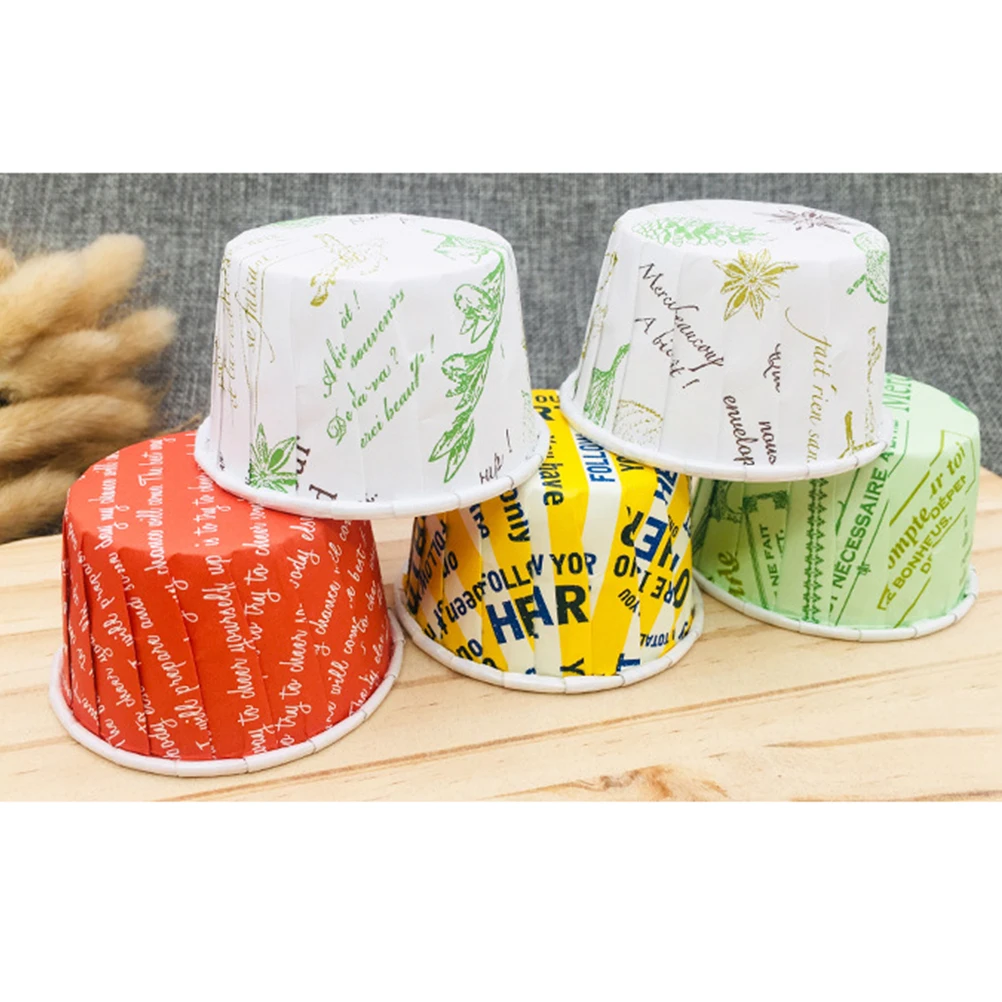 

50pcs High Temperature Resistance Cake Mold Paper Cups Cute Pattern Oil Proof Heat Resistant Cupcake Wrappers Baking Tray