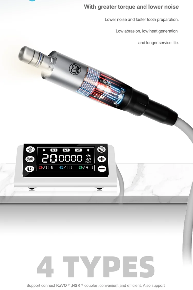 AI-AM7 Electric Micromotor LED Kit with Smile S1-5L Contra Angle 1:5 Increasing Handpiece Dental Endodontic Equipment 2/4 Holes