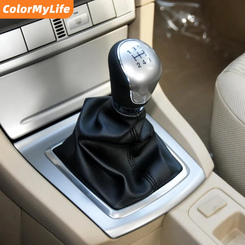 5 6 Speed MT Car Gear Head Shift Knob Lever for Ford Focus 2 2006-2011 Fiesta Kuga 2008-2012 with Leather Dustproof Cover