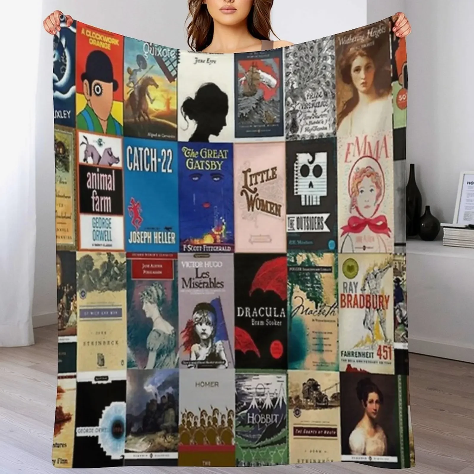 

Classic Literature Book Covers Throw Blanket Tourist Bed Fashionable heavy to sleep Flannel Blankets