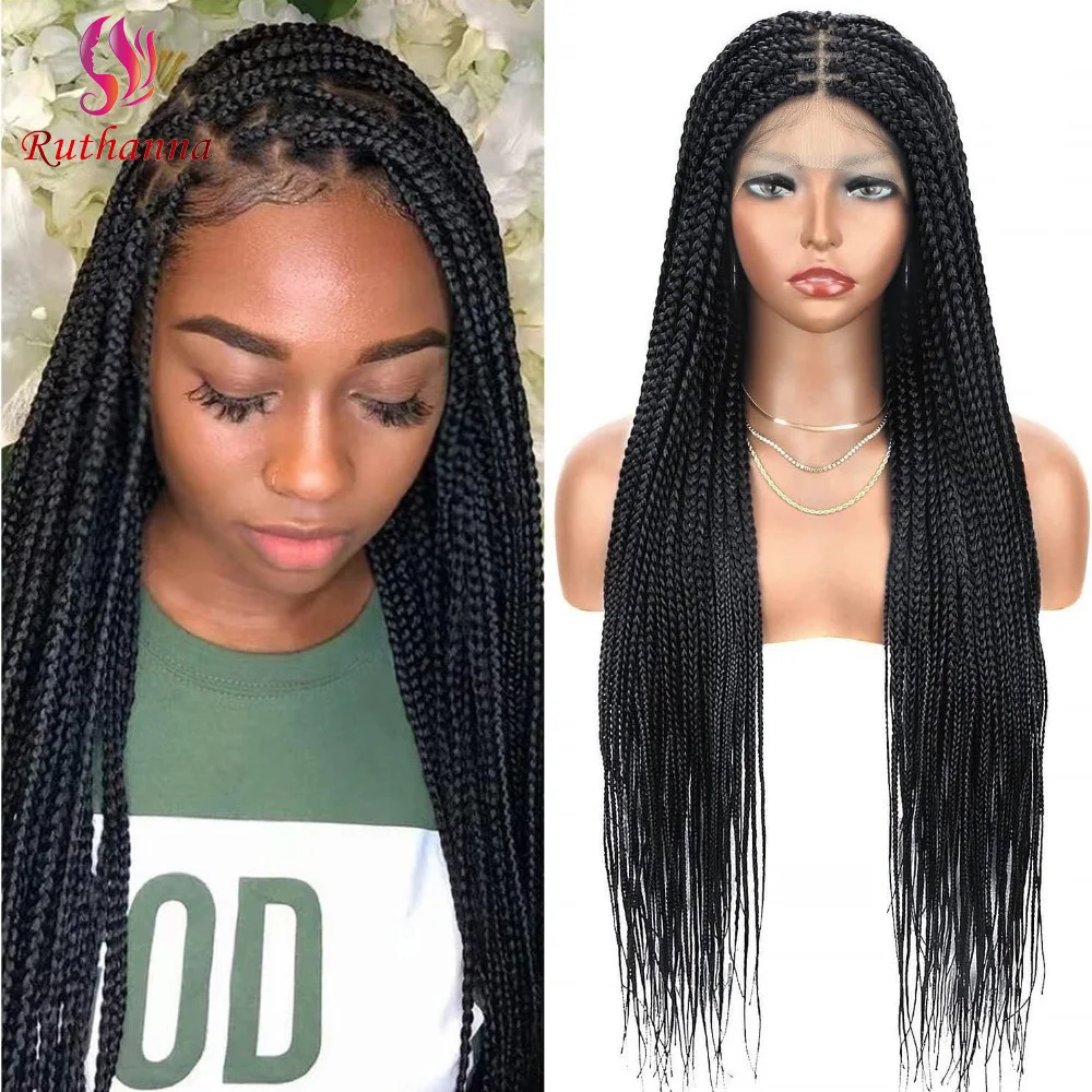 36 Inch Full Lace Braided Wig Synthetic Afro Dreadlocks Wig For Black Women Transparent Lace Jumbo Braids Wig Daily Use