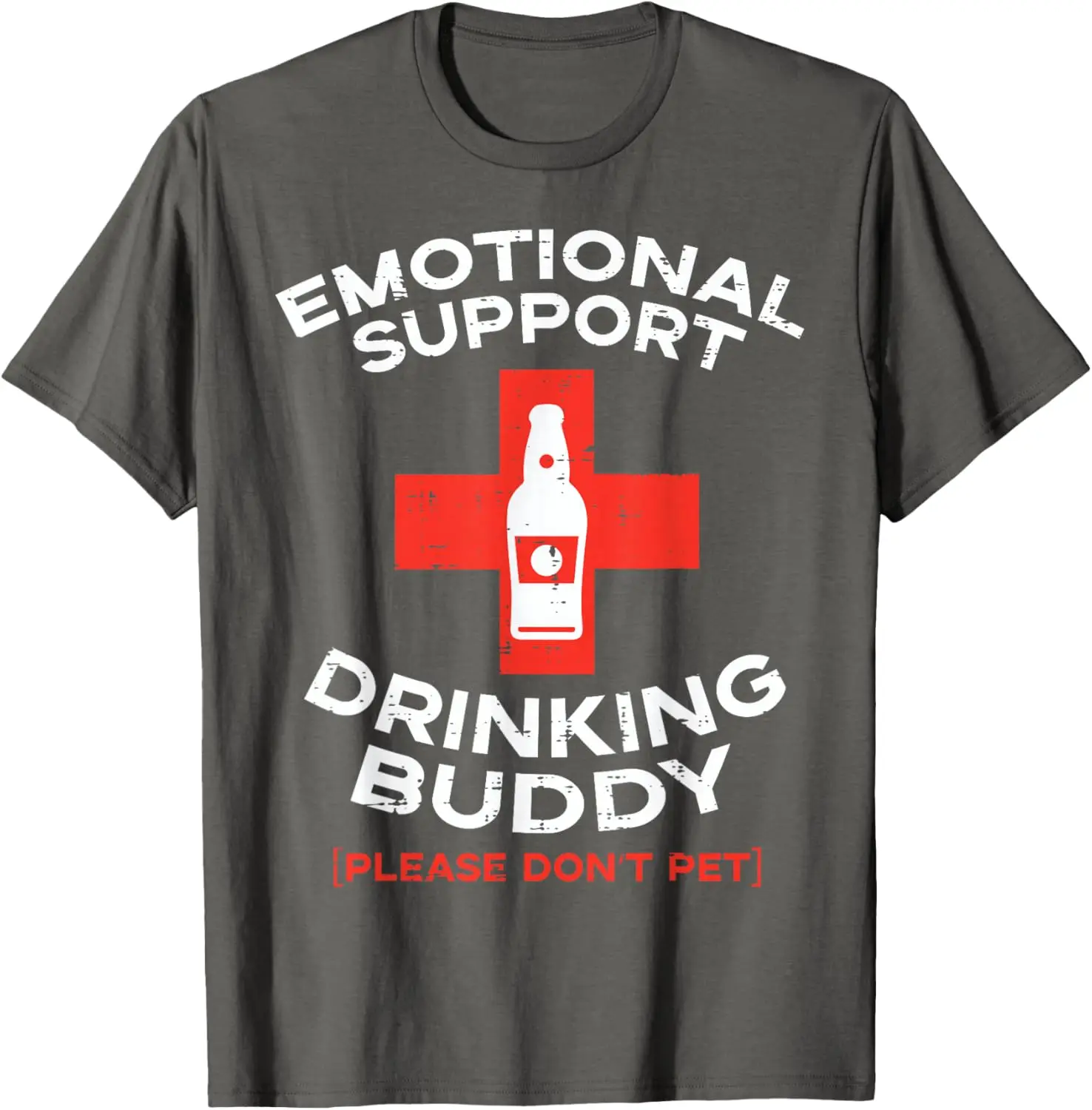 S-5XL Man 100%Cotton Emotional Support Drinking Buddy Beer Graphic T-Shirt Funny Gift Casual Cotton Tee