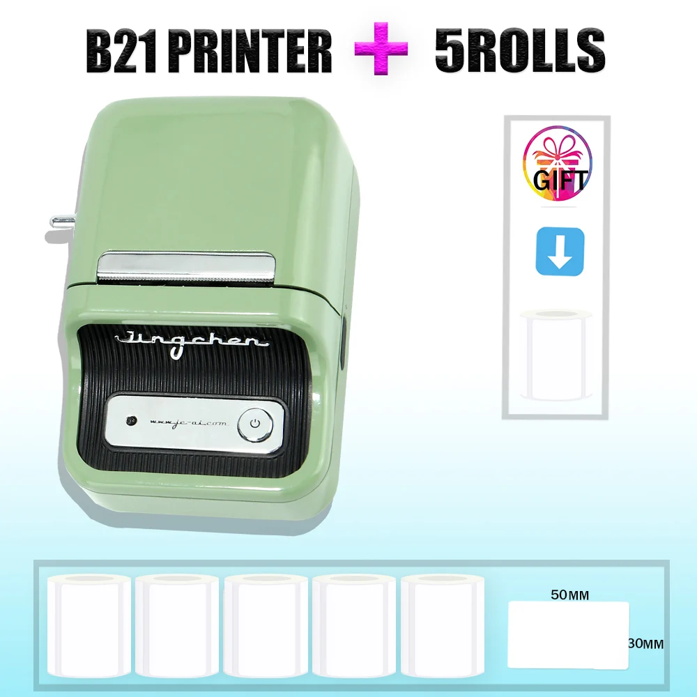 B21 Thermal Label Printers Compact Portable BT Wireless Connectivity Ink-free for Efficient Labeling Edit In APP DIY Independent