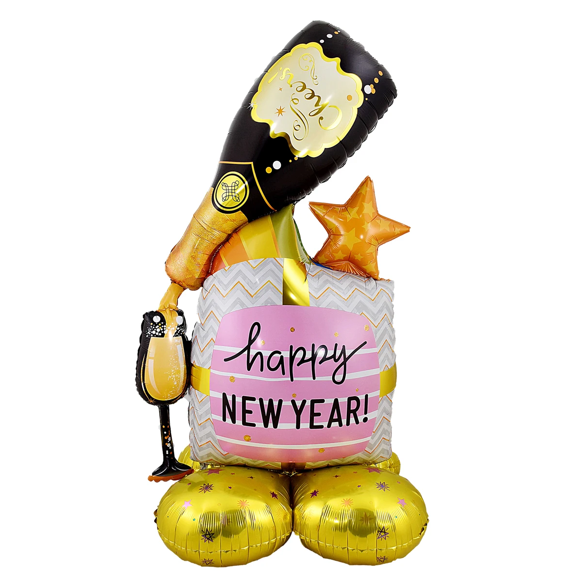 1set Large Stand New Year Base Champagne Cake Balloons Happy New Year Balloon New Year Party Decorations Navidad 2026