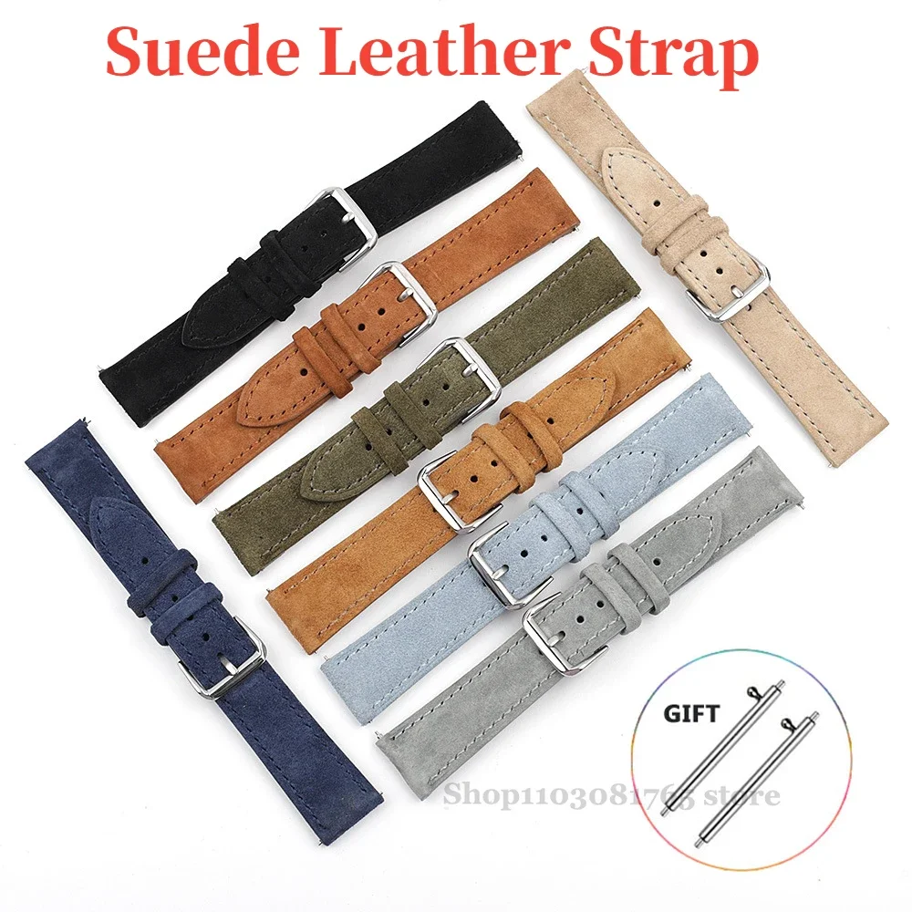 Suede Leather Watch Band for Omega 18mm 20mm 22mm Cowhide Strap Quick Release Band Men Women Replacement Sport Bracelet