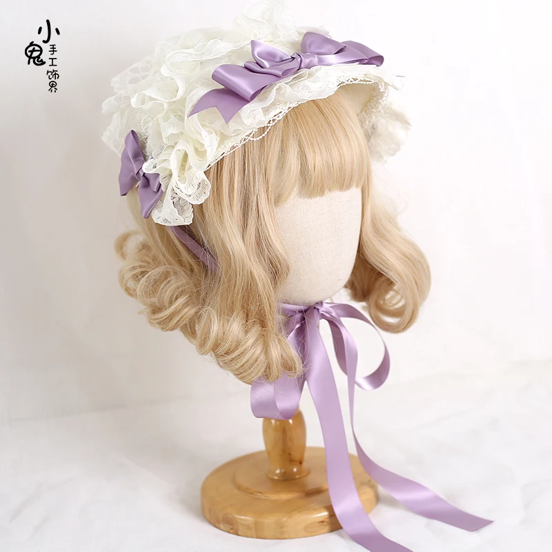 Japanese Lolita Hair Accessories Ruffled Sweet Bowknot Y2K Maid Headband Anime Cosplay Costume Headdress