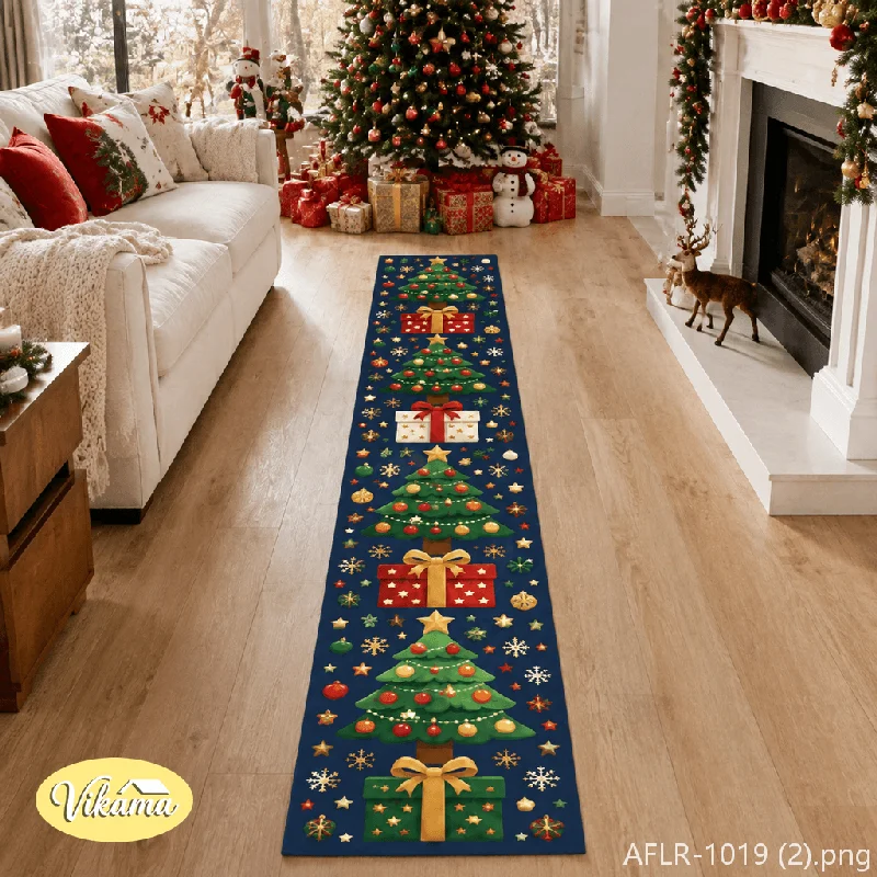 VIKAMA Christmas Red Berry Pinecone Floor Runner Non Slip Durable Floor Mat for Bedroom Nursery Festive Home Decor