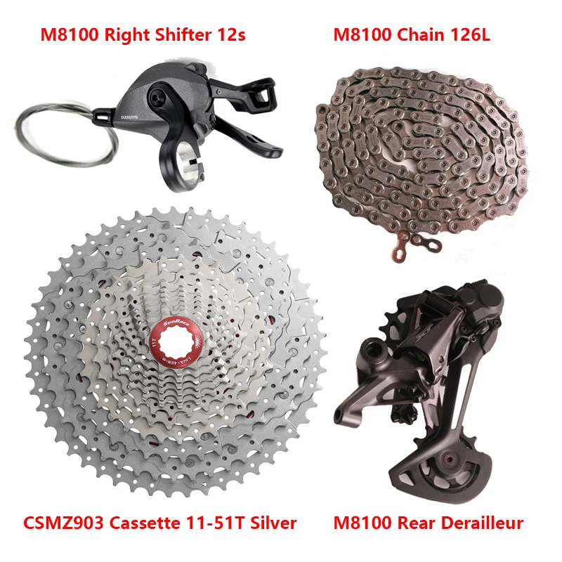 Shimano XT M8100 4PCS 12s Groupset Shifter+Rear Derailleur+Chain Sunrace CSMZ901 CSMZ903 Sunhine Cassette 46T 51T