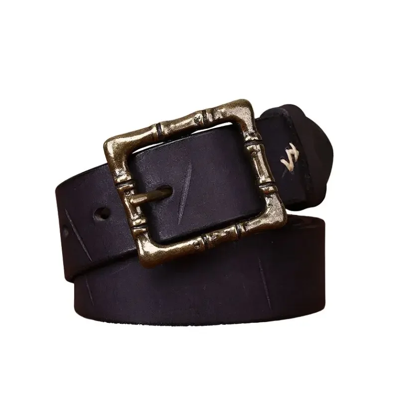 Washed Vintage Distressed Leather Belt – Niche Handmade Full Grain Leather 3.3cm Width