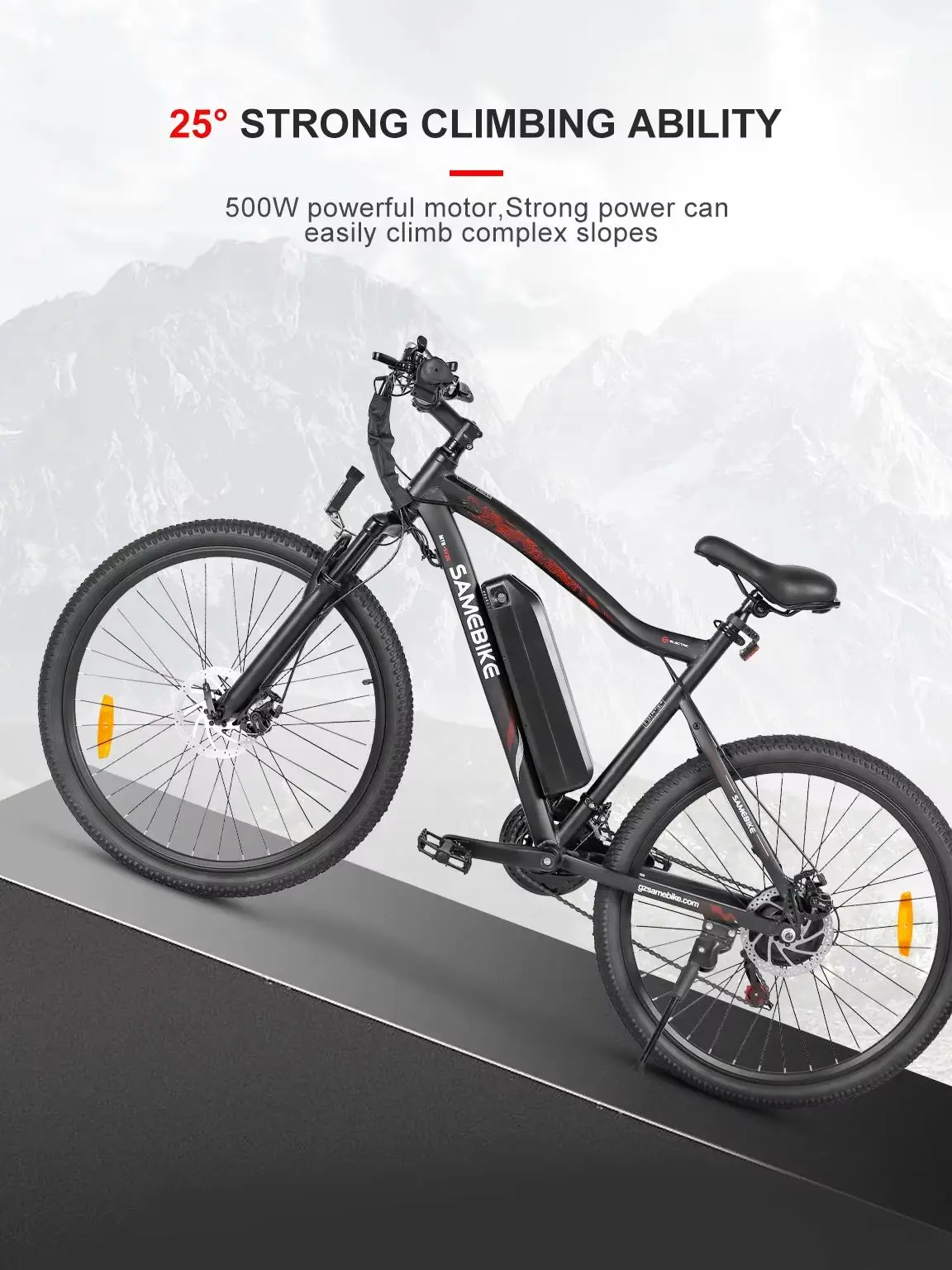 AliExpress NONE SAMEBIKE SY26-II Electric Mountain Bike 250W 25km/h 48V13Ah Removable Lithium Battery Shimano Gear Front Suspension Double Disc Brake LED LCD Display CE EMC RoHS Adult E-Bike 4 Riding Modes Outdoor