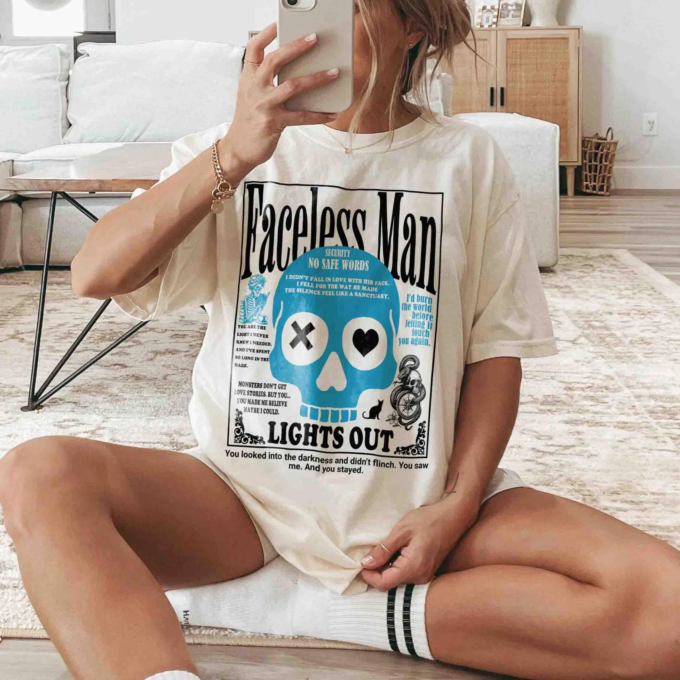Lights Out Masked Man Book Reading Shirt, Bookish T-shirt, Book Tshirt Lights Out,  Navessa Allen