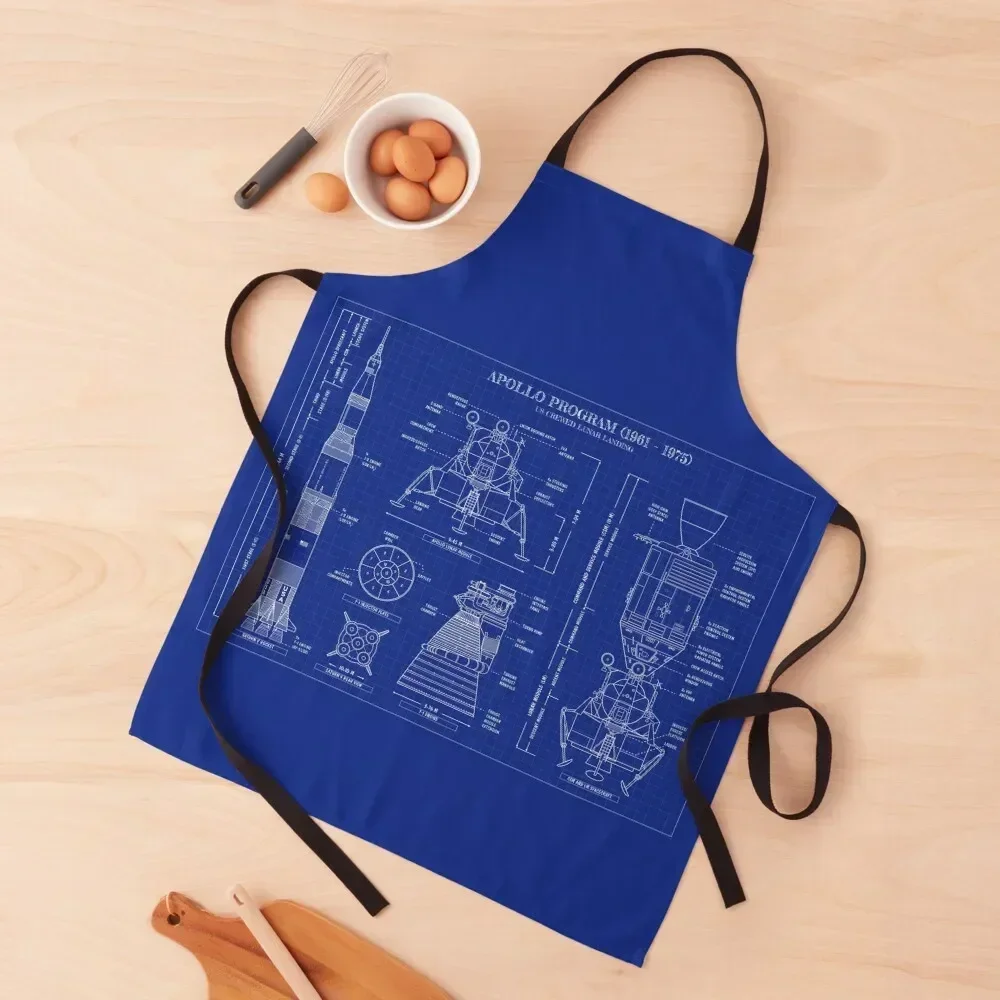 

Apollo Program (1961 - 1975) Blueprint Apron For Man Haircut professional hairdresser Kitchen Things And For Home Apron