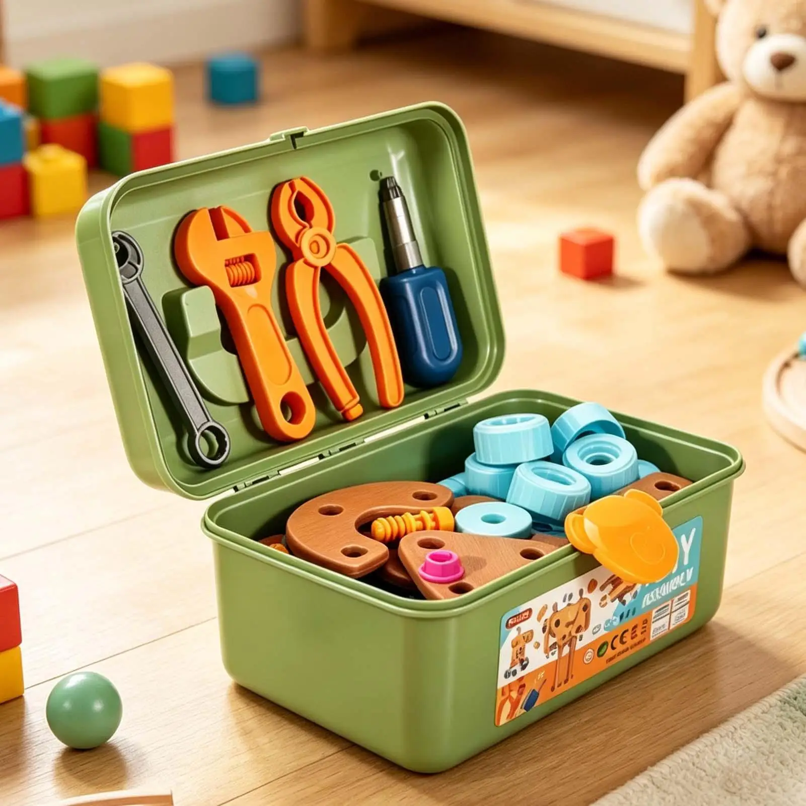 Screw Building Toy 126 Pieces Educational Reusable Portable Play Set Screwdriver Wrench Blocks Toys for Kindergarten Students