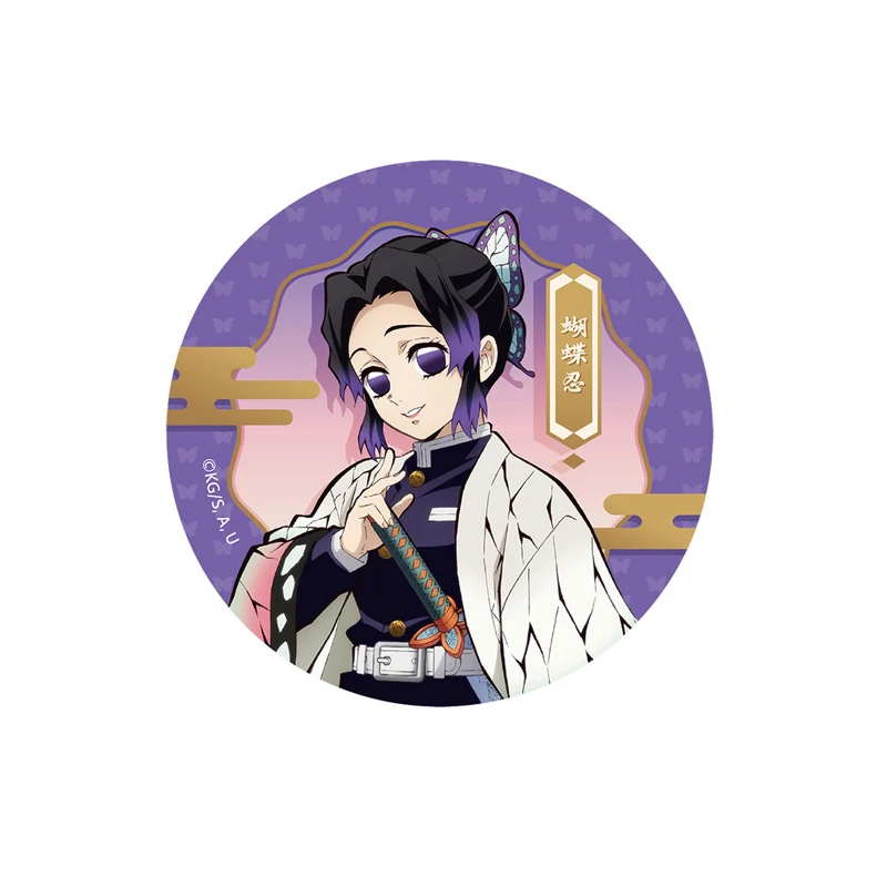 58mm Anime Demone Slayer Kimetsu no Yaiba Kanroji Mitsuri Uzui Tengen COSTUME Cosplay Distintivo Pin SPTE Spilla in banda stagnata ﻿   Prop Gilf
