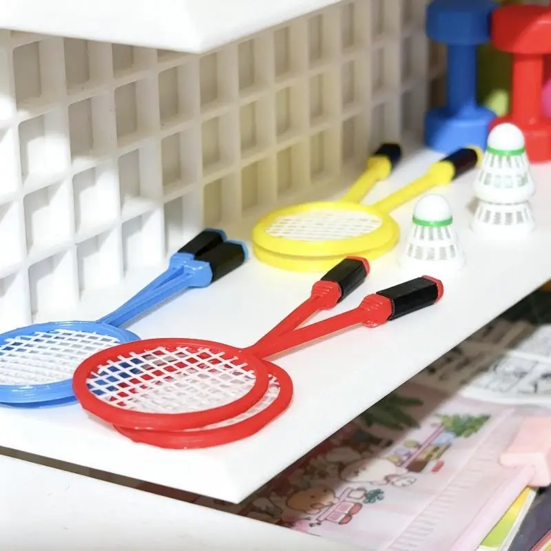 3Pcs/set Miniature Scene Ornament Mini Dollhouse Sports Badminton With Racket Model DIY Decoration For Doll Accessories