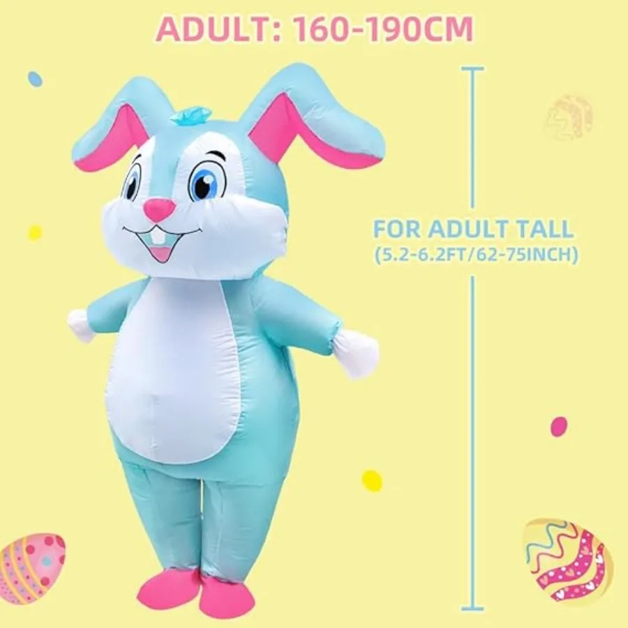 Kostum Kelinci Paskah Jumpsuit Tiup Kelinci Seluruh Tubuh Setelan Ledakan Paskah untuk Dewasa Pria Wanita Anak-anak Dekorasi Pesta Cosplay