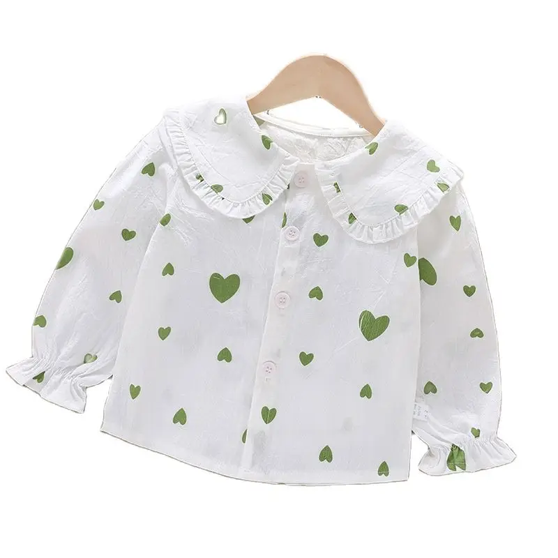 Girls Shirts Cotton Spring Autumn 2023 New Doll collar white blouse Kids Clothes for Children Long Sleeve Blouse for girls Shirt