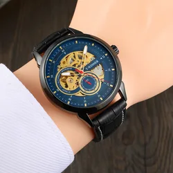 High-End Luxury Man Watch Top Brand Luxury Transparent Skeleton Mechanical Automatic Watches for men Rare Gold Wristwatch Clock