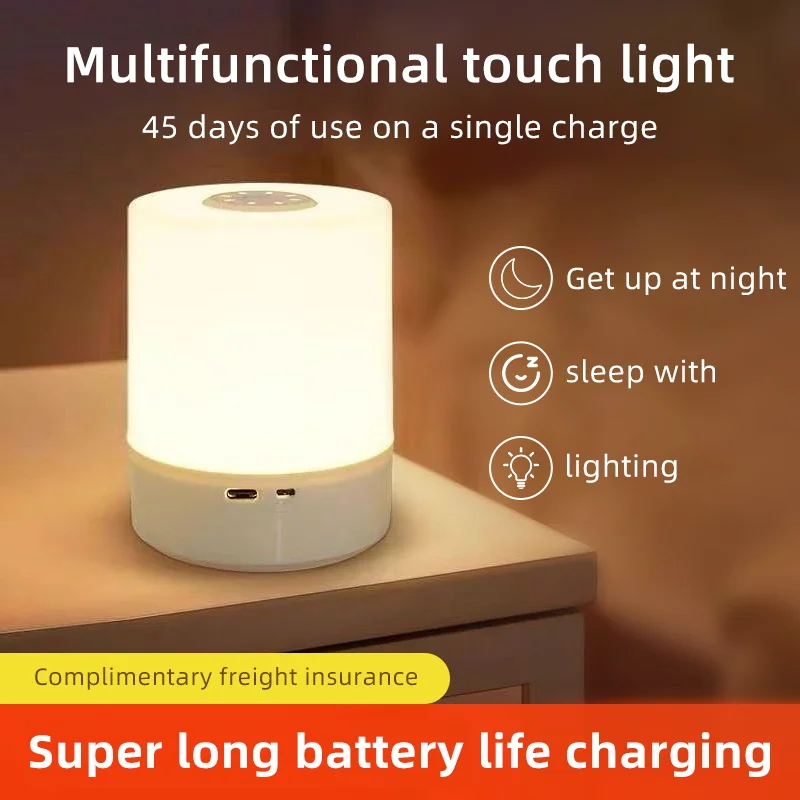 Night Lamp USB LED Table With Switch Rechargeable Three Colors Lights For Kitchen Hallway Closet Bedroom Home Touch Night Light