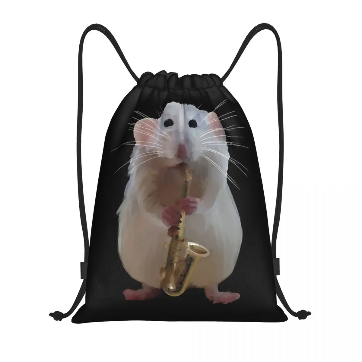 Rat Playing The Saxophone Backpacks Multi-function Drawstring Bags Sports Bag Book Bags for Travel School