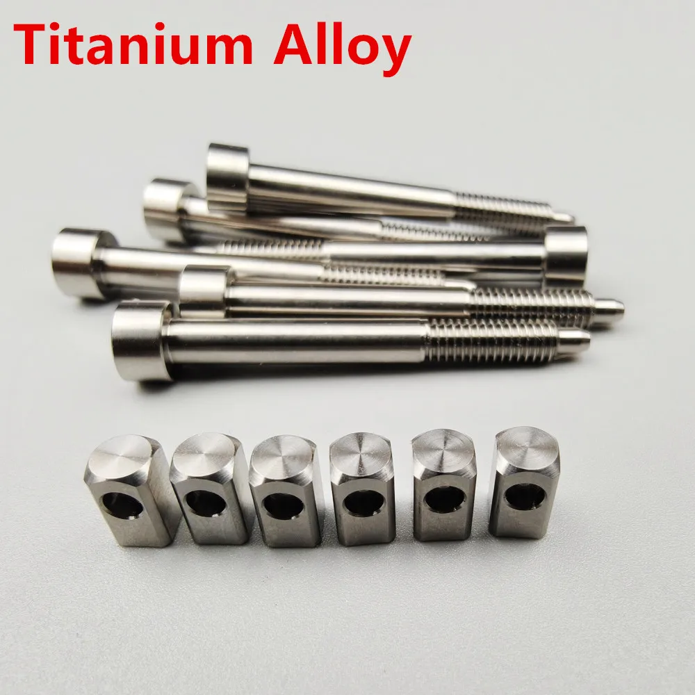 1 Set Electric Guitar Tremolo System Bridge Titanium Alloy String Lock Screws / Saddle Insert Blocks 【Made in Japan】