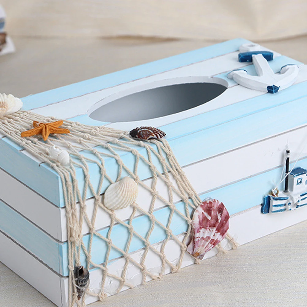 

1PC Modern Wooden Tissue Container Mediterranean Style Elegant Storage Box for Home Office