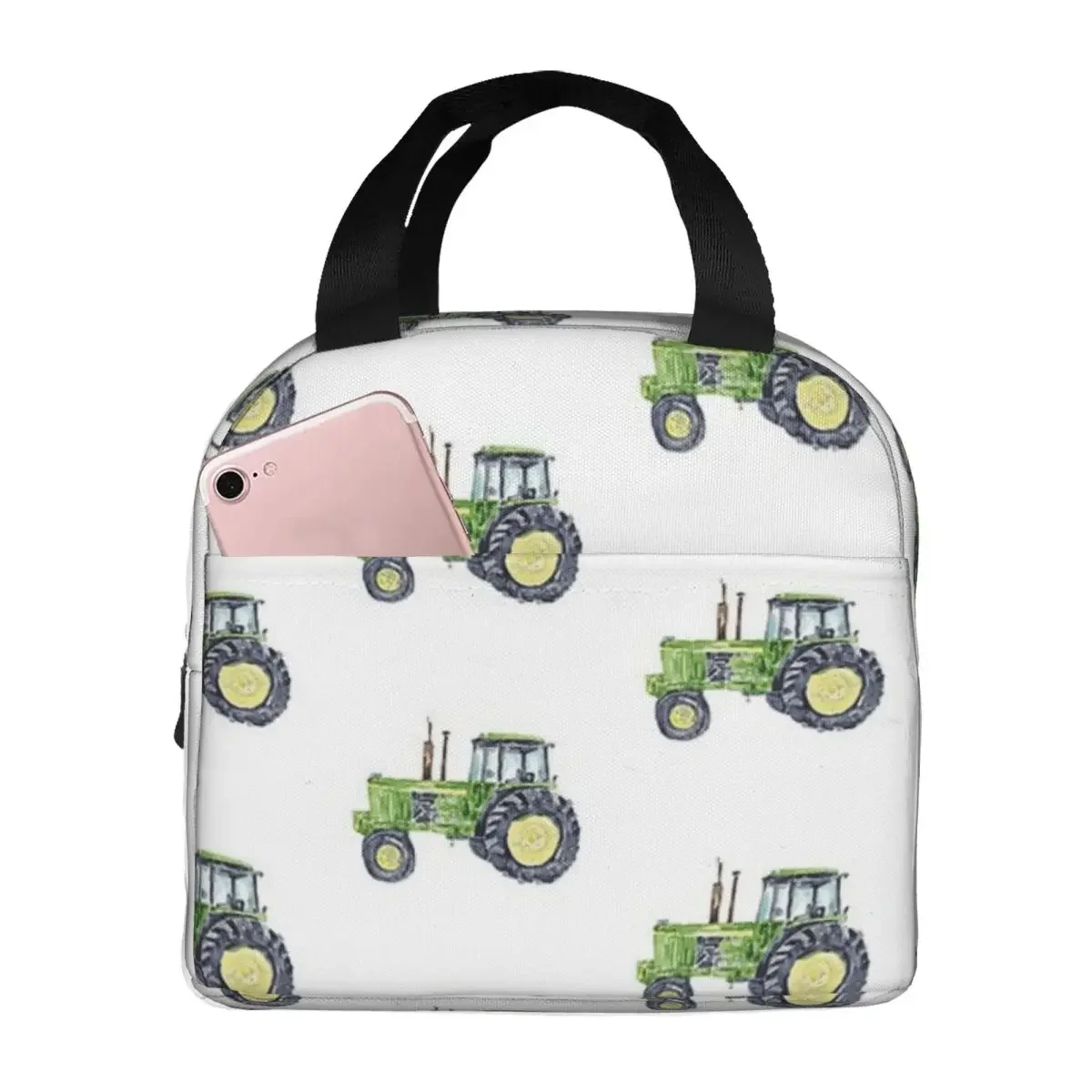 

Зеленый тракторный принт, декор для детской комнаты, настенная живопись, акварельные сумки для обеда, изолированная коробка для бенто, сумка для обеда, герметичные сумки для пикника