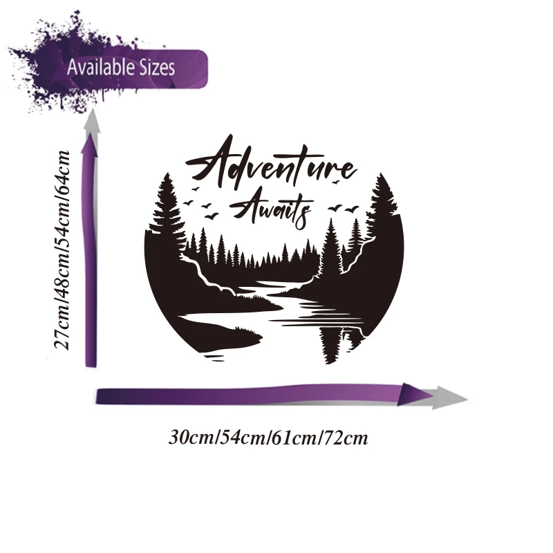 مغامرة كبيرة تنتظر جبل الغابات العربة Rv سيارة ملصق مائي قافلة فان متنقل ديكور