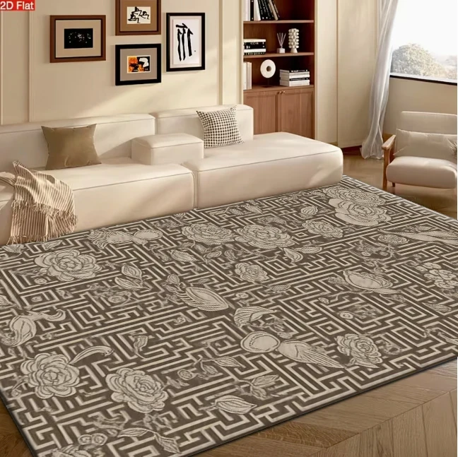Vintage Maze Flower Bird Pattern Carpet Flooring Art Decor Rectangle Floor Rug for Room