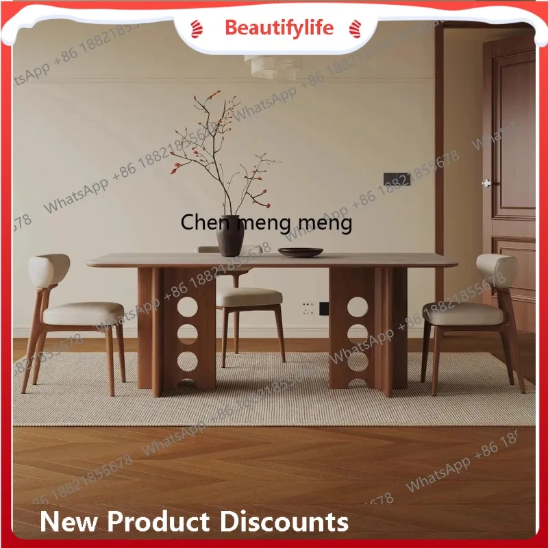 retro dining table and chair combination medium and ancient household, dining table small apartment rock slab solid wood  H