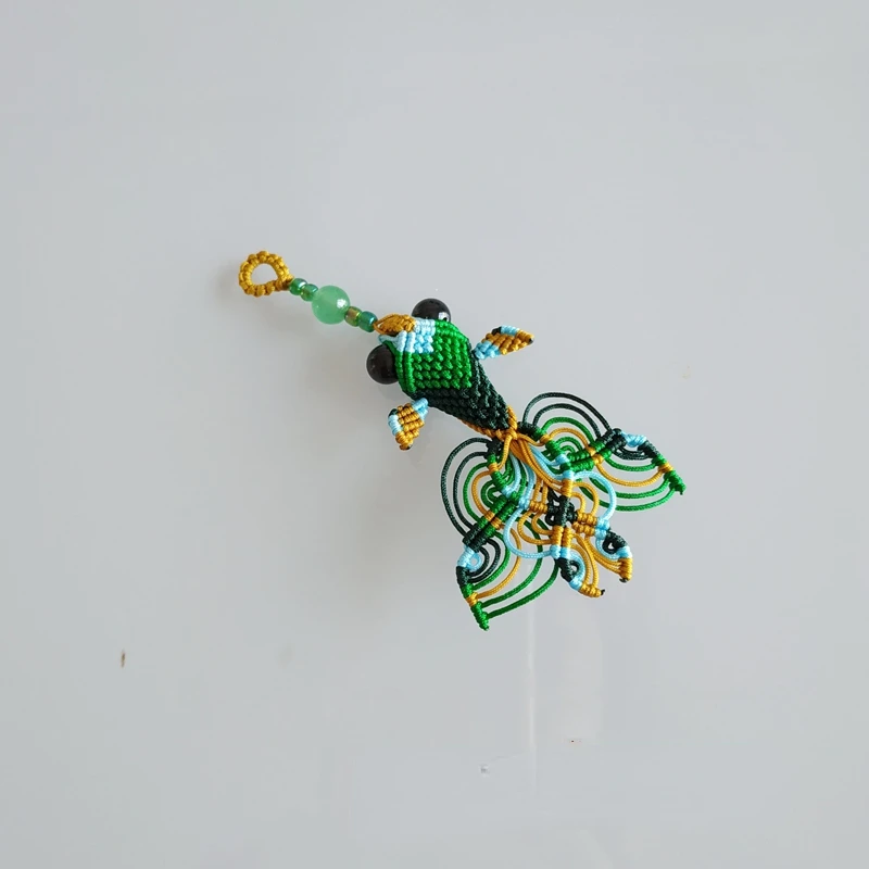 Chinese knot knitting three-dimensional goldfish pendant green series featured gifts