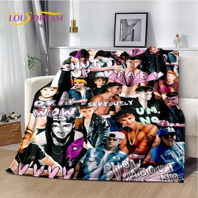 

3D Popular Singe Justin Bieber JBiebs Soft Plush Blanket,Flannel Blanket Throw Blanket for Living Room Bedroom Bed Sofa Picnic
