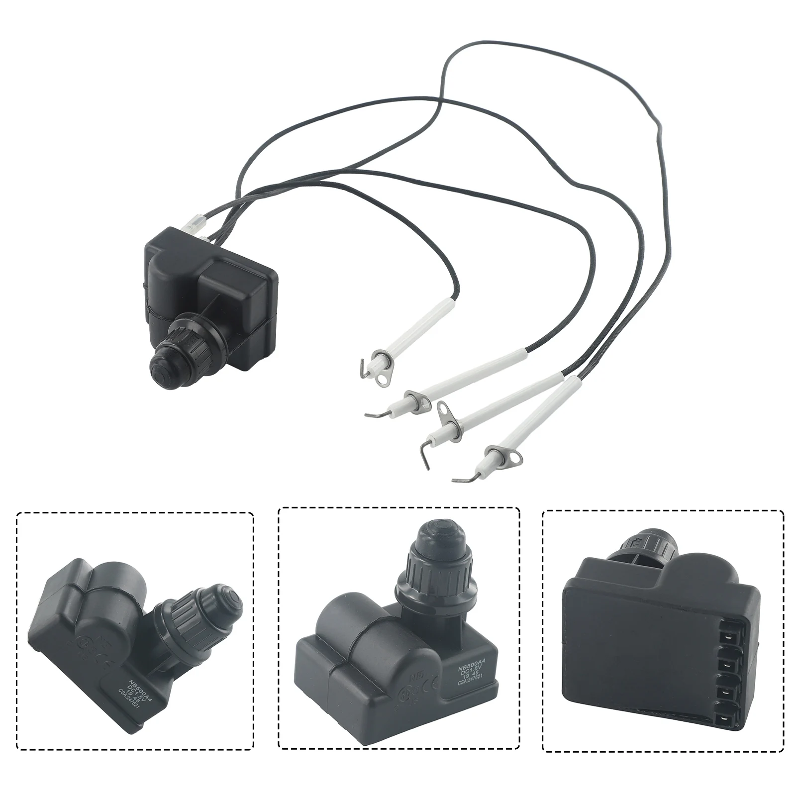 Grill Ignitor System for 28 Inch Griddle with 4 Outlet Tact Switch and 4 Replacement Ceramic For Ignition Pins