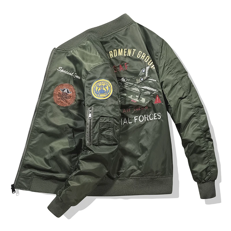 pring and Autumn US Air Force MA1 Pilot jacket Men\'s fashionable baseball jacket Handsome motorcycle oversized work jacket